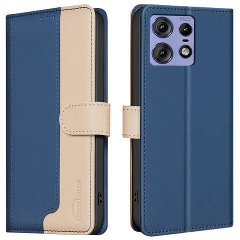BINFEN COLOR BF33 For Motorola Edge 50 Pro 5G Case Splicing Color Leather Wallet Flip Cover
