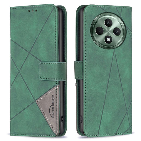 BINFEN COLOR For Oppo Reno12 F 5G Phone Cases Wallet Stand Geometry Imprint Leather Cover