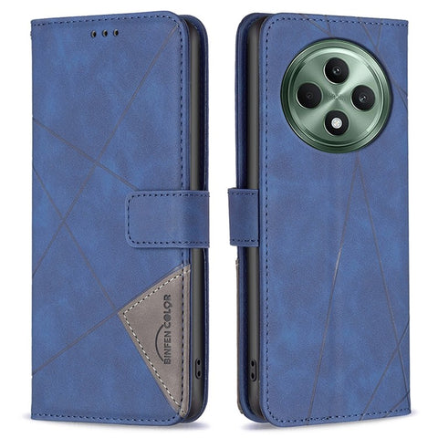 BINFEN COLOR For Oppo Reno12 F 5G Phone Cases Wallet Stand Geometry Imprint Leather Cover
