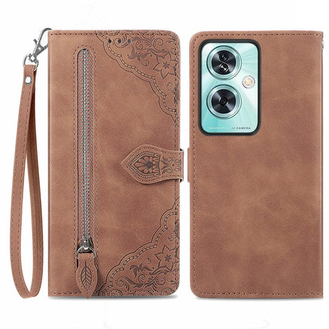For OnePlus Nord N30 SE 5G Case Leather Floral Phone Cover Zipper Cash Pocket