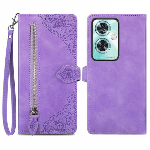 For OnePlus Nord N30 SE 5G Case Leather Floral Phone Cover Zipper Cash Pocket