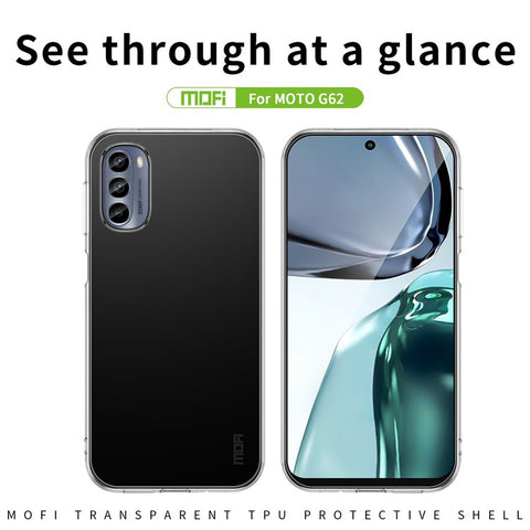 MOFI for Motorola Moto G62 5G Clear Case Shock Absorption TPU Anti-Scratch Back Cover