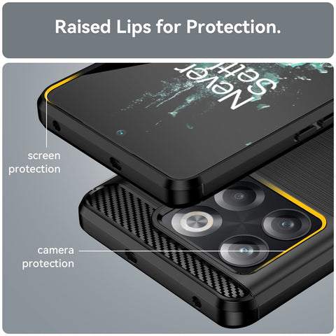 Carbon Fiber Texture Phone Case for OnePlus 10T 5G, Soft TPU Slim Fit Anti-dust Brushed Phone Cover