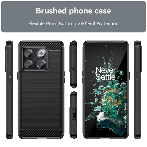 Carbon Fiber Texture Phone Case for OnePlus 10T 5G, Soft TPU Slim Fit Anti-dust Brushed Phone Cover