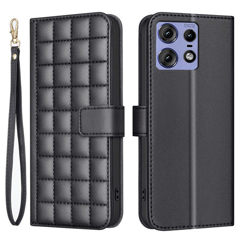 BINFEN COLOR for Motorola Edge 50 Pro 5G Case Square Grid Wallet Leather Flip Phone Cover