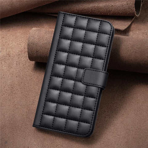 BINFEN COLOR for Motorola Edge 50 Pro 5G Case Square Grid Wallet Leather Flip Phone Cover