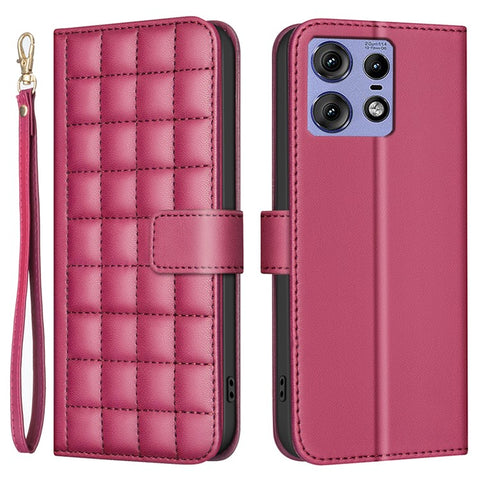 BINFEN COLOR for Motorola Edge 50 Pro 5G Case Square Grid Wallet Leather Flip Phone Cover