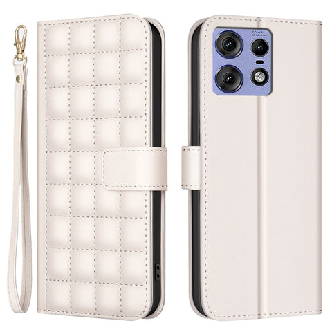 BINFEN COLOR for Motorola Edge 50 Pro 5G Case Square Grid Wallet Leather Flip Phone Cover