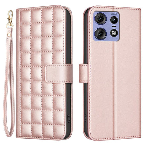 BINFEN COLOR for Motorola Edge 50 Pro 5G Case Square Grid Wallet Leather Flip Phone Cover