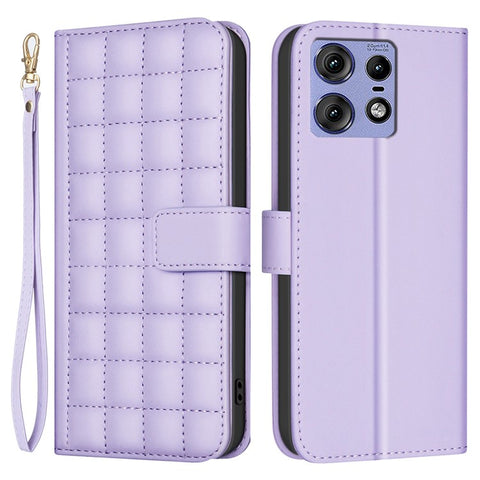 BINFEN COLOR for Motorola Edge 50 Pro 5G Case Square Grid Wallet Leather Flip Phone Cover