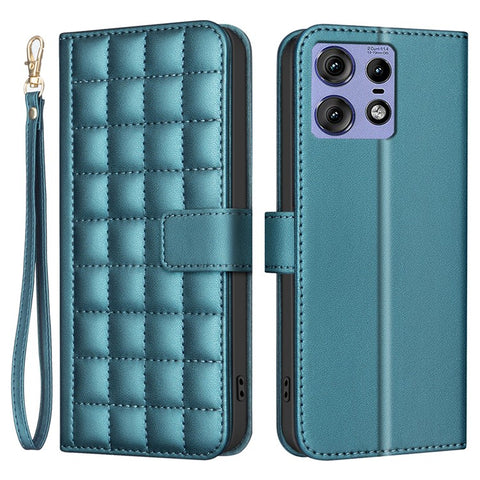 BINFEN COLOR for Motorola Edge 50 Pro 5G Case Square Grid Wallet Leather Flip Phone Cover