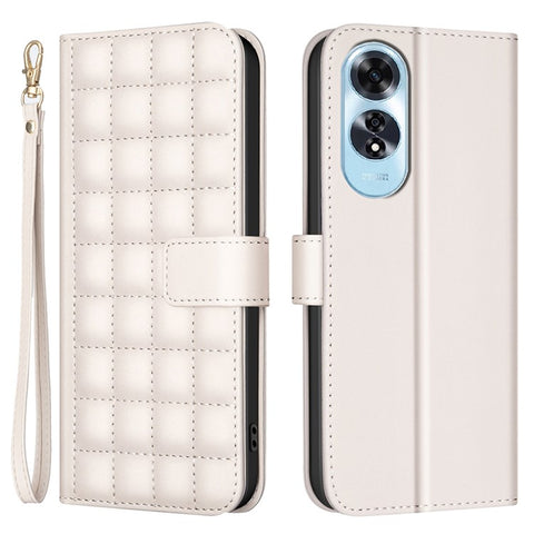 BINFEN COLOR for Oppo A60 4G Wallet Case PU Leather Square Grid Phone Cover