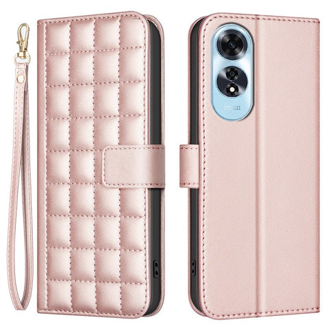 BINFEN COLOR for Oppo A60 4G Wallet Case PU Leather Square Grid Phone Cover