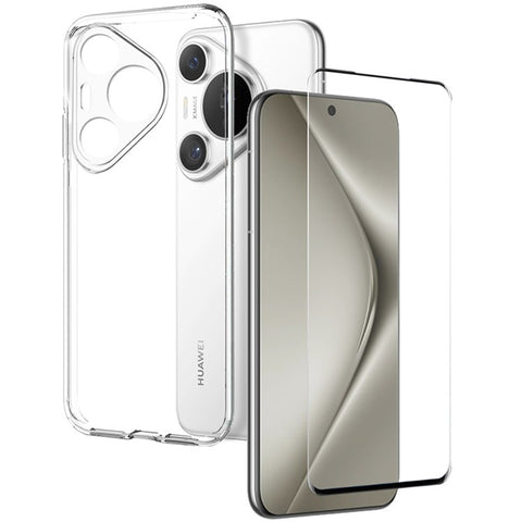 NORTHJO For Huawei Pura 70 Pro / Pura 70 Pro+ Clear Case TPU Cover with 3D Curved Tempered Glass Film