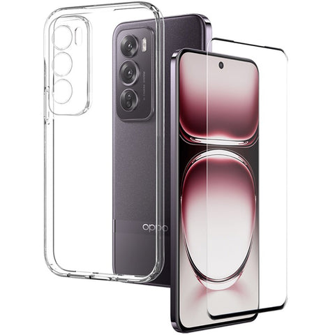 NORTHJO For Oppo Reno12 Pro 5G (Global) Case Clear Soft TPU Phone Cover with 3D Curved Screen Film