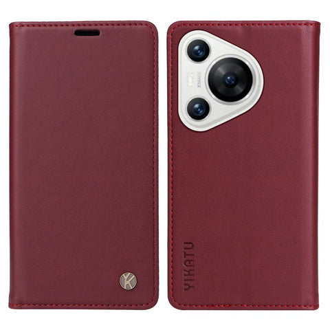 YIKATU YK-001 For Huawei Pura 70 Case Leather Phone Cover Card Slot Stand Strong Magnetic
