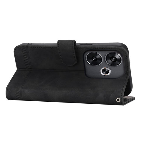 DIERFENG DF-03 For Xiaomi Redmi Turbo 3 5G / Poco F6 5G Leather Case Lines Imprint Wallet Phone Cover