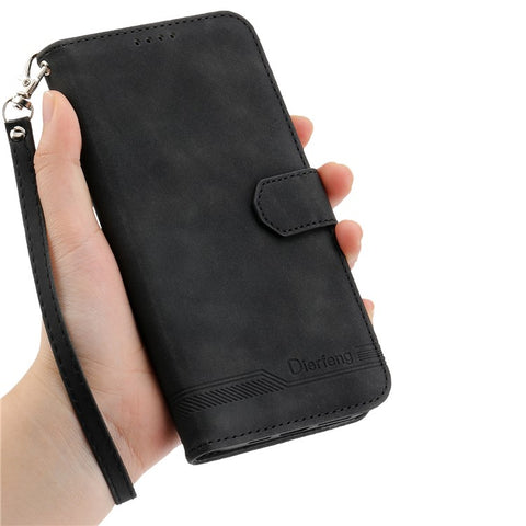 DIERFENG DF-03 For Oppo Reno12 Pro 5G (Global) Wallet Case Lines Imprint Leather Stand Phone Cover