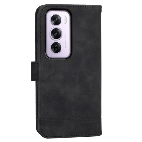 DIERFENG DF-03 For Oppo Reno12 Pro 5G (Global) Wallet Case Lines Imprint Leather Stand Phone Cover
