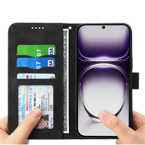 DIERFENG DF-03 For Oppo Reno12 5G (Global) Shockproof Case Leather Wallet Phone Cover