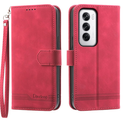 DIERFENG DF-03 For Oppo Reno12 5G (Global) Shockproof Case Leather Wallet Phone Cover