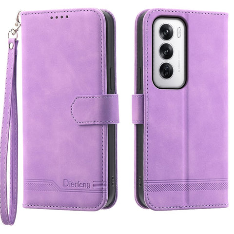 DIERFENG DF-03 For Oppo Reno12 5G (Global) Shockproof Case Leather Wallet Phone Cover