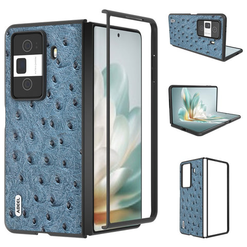 ABEEL For Honor Magic Vs3 5G Case Ostrich Texture Genuine Cow Leather+PC Cover