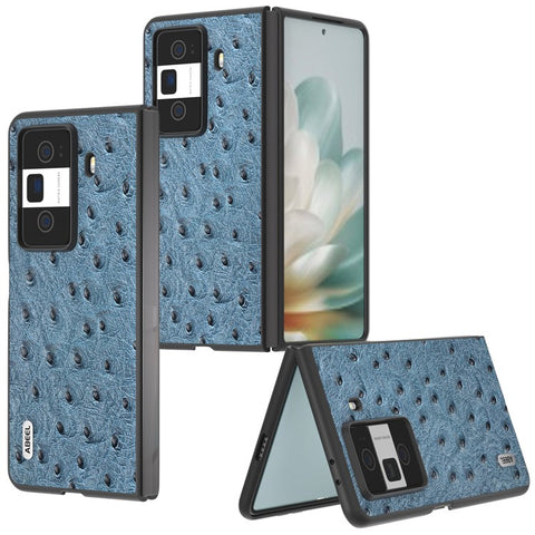 ABEEL For Honor Magic Vs3 5G Case Ostrich Texture Genuine Cow Leather+PC Cover