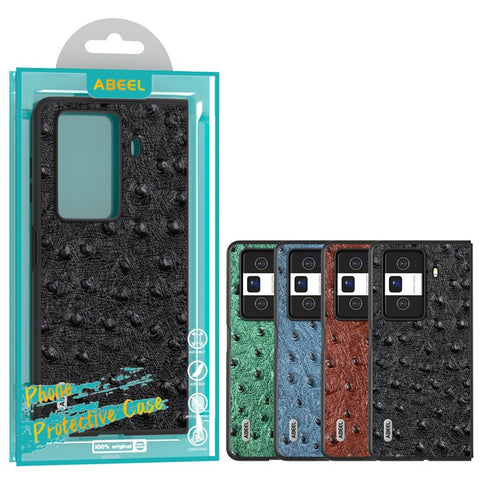 ABEEL For Honor Magic Vs3 5G Case Ostrich Texture Genuine Cow Leather+PC Cover