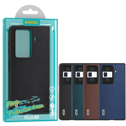 ABEEL For Honor Magic Vs3 5G Case Genuine Cow Leather Coated Hard PC Phone Cover