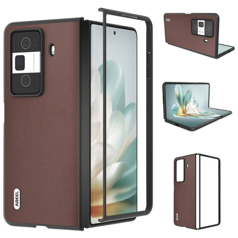 ABEEL For Honor Magic Vs3 5G Case Genuine Cow Leather Coated Hard PC Phone Cover