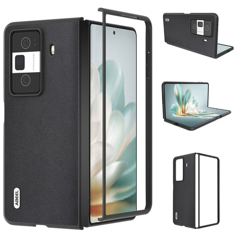 ABEEL For Honor Magic Vs3 5G Case Genuine Cow Leather Coated Hard PC Phone Cover
