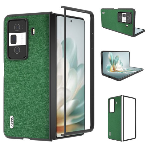 ABEEL For Honor Magic Vs3 5G Case Litchi Texture Genuine Cow Leather+PC Phone Cover