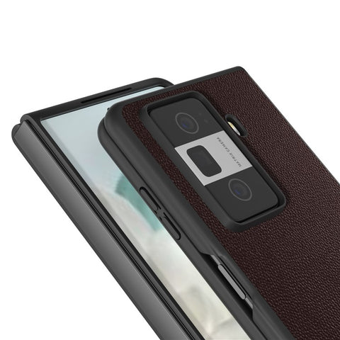 ABEEL For Honor Magic Vs3 5G Case Black Edge Genuine Cow Leather PC Phone Cover