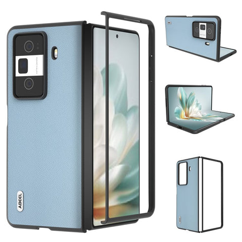 ABEEL For Honor Magic Vs3 5G Case Black Edge Genuine Cow Leather PC Phone Cover