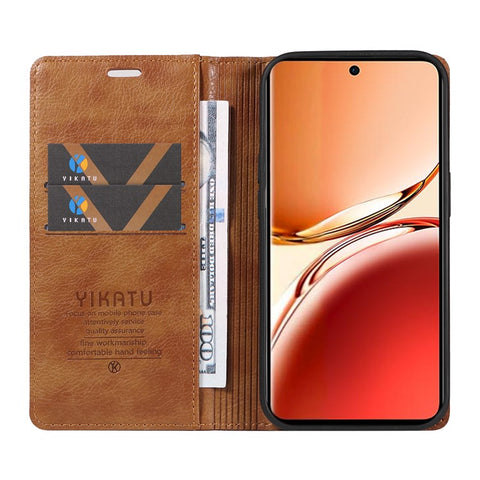 YIKATU YK-006 For Oppo Reno12 F 4G Case Wallet Litchi Grain Leather Phone Cover Magnetic Auto-absorbed