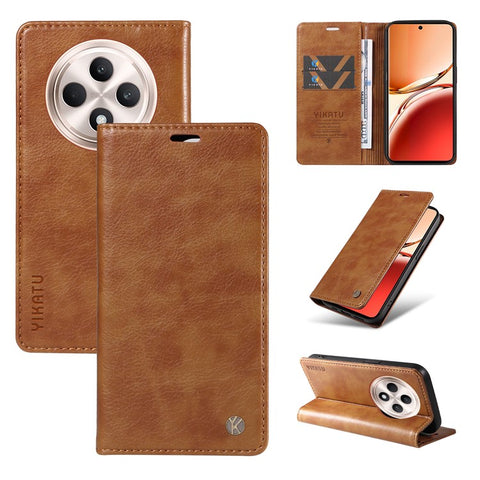 YIKATU YK-006 For Oppo Reno12 F 4G Case Wallet Litchi Grain Leather Phone Cover Magnetic Auto-absorbed