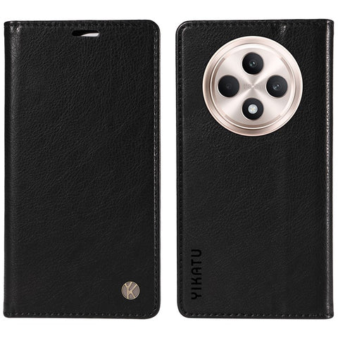 YIKATU YK-006 For Oppo Reno12 F 4G Case Wallet Litchi Grain Leather Phone Cover Magnetic Auto-absorbed