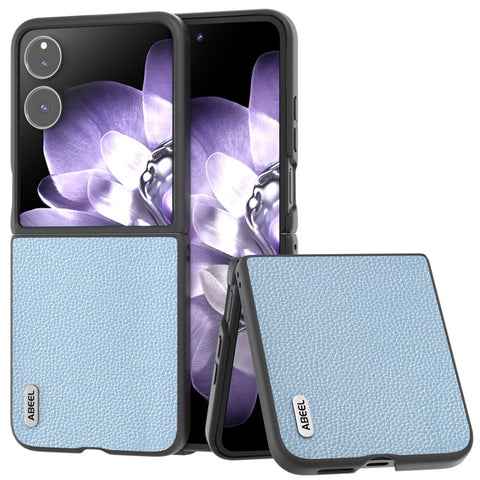 ABEEL For Xiaomi Mix Flip 5G Case Litchi Texture Genuine Cow Leather+PC Phone Cover