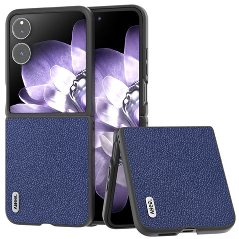 ABEEL For Xiaomi Mix Flip 5G Case Litchi Texture Genuine Cow Leather+PC Phone Cover