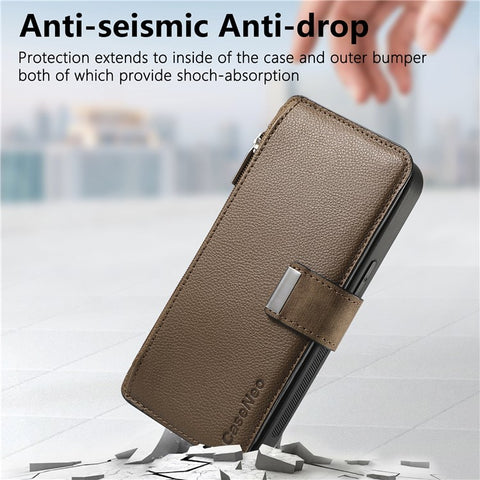 CASENEO MW-02 For Motorola Moto G 5G (2024) Case Zipper Wallet Leather Detachable Phone Cover