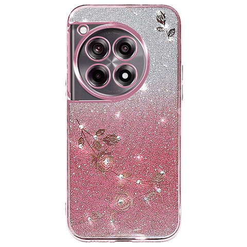 KADEM For OnePlus Ace 3 Pro 5G Case Flower Pattern TPU Gradient Phone Cover with Lanyards