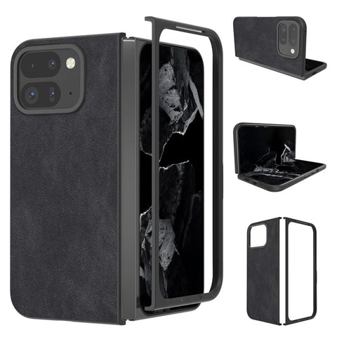 For Google Pixel Fold 2 Shockproof Case Black Edge PU+PC Phone Cover