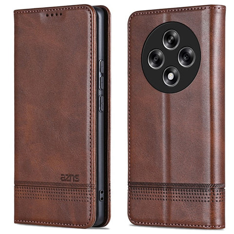 AZNS For Oppo Reno12 F 5G Wallet Case Cowhide Texture PU Leather Folio Flip Phone Cover
