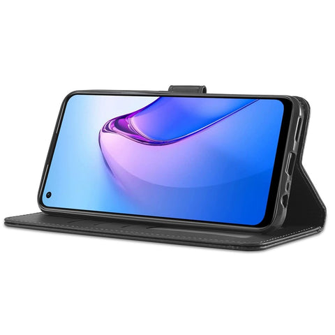 LC.IMEEKE For Oppo Reno8 5G (Global Version) Wallet Case PU Leather Stand Magnetic Closure Flip Folio Phone Cover