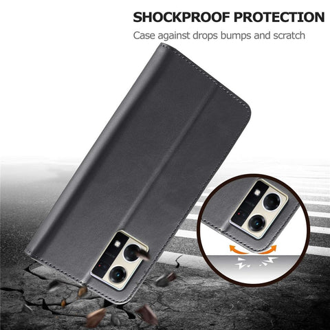 LC.IMEEKE For Oppo Reno8 5G (Global Version) Wallet Case PU Leather Stand Magnetic Closure Flip Folio Phone Cover