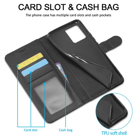 LC.IMEEKE For Oppo Reno8 5G (Global Version) Wallet Case PU Leather Stand Magnetic Closure Flip Folio Phone Cover