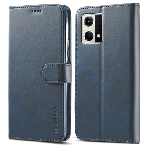 LC.IMEEKE For Oppo Reno8 5G (Global Version) Wallet Case PU Leather Stand Magnetic Closure Flip Folio Phone Cover