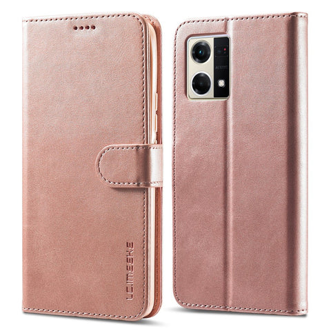LC.IMEEKE For Oppo Reno8 5G (Global Version) Wallet Case PU Leather Stand Magnetic Closure Flip Folio Phone Cover