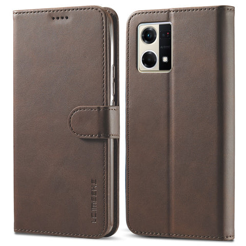 LC.IMEEKE For Oppo Reno8 5G (Global Version) Wallet Case PU Leather Stand Magnetic Closure Flip Folio Phone Cover